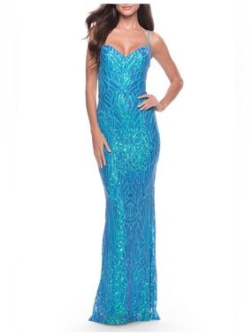 City Triangles Turquoise Sequin Spaghetti-Strap Dress